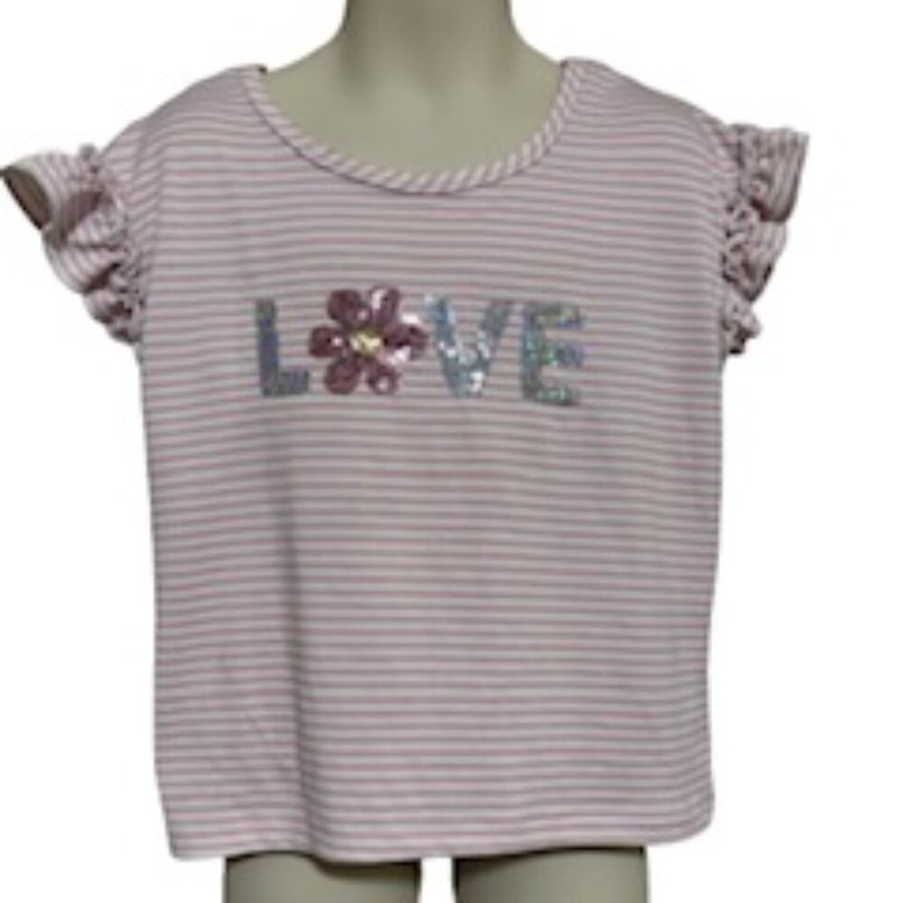 Btween- Relaxed Fit Sequin "Love" Shirt; Size 6
